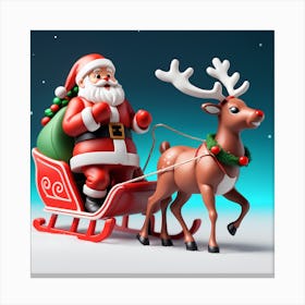 Santa Claus And Reindeer 8 Canvas Print