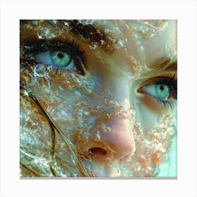 Woman'S Face Covered In Water Canvas Print