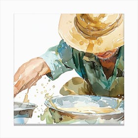 Watercolor Of A Farmer Canvas Print