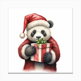 Panda Bear With Gift Canvas Print