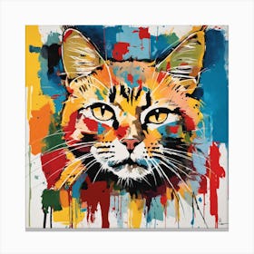 Colorful Cat Portrait Painting (2) Canvas Print