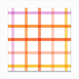 Retro Sunny tonal peachy Check Summer Gingham Stripes on white Canvas Print