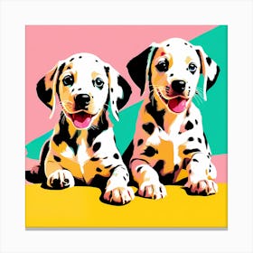 'Dalmatian Pups' , This Contemporary art brings POP Art and Flat Vector Art Together, Colorful, Home Decor, Kids Room Decor, Animal Art, Puppy Bank - 38th Canvas Print