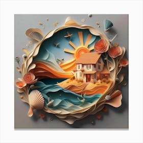 Nice Landscape In Paper Art Work 6 Canvas Print