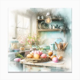 Easter Eggs In The Kitchen Canvas Print
