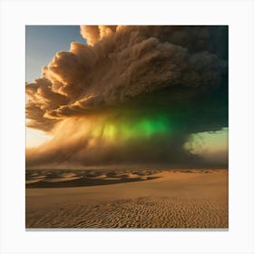 Stock Photography A Sandstorm With A Green Flash At Sunset 0(1) Canvas Print