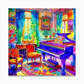 Grand Piano In The Living Room Canvas Print