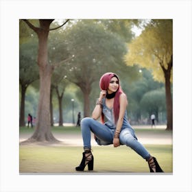 94 Very Beautiful Random Expression 25 Years Old Muslim Woman In Random Dress Jeans With Random Bracle Canvas Print