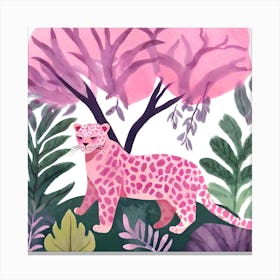 Pink Leopard in Jungle Setting Canvas Print