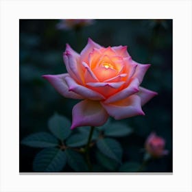 An Enchanted Rose With Petals That Glow Softly In A Moonlit Garden 1 Canvas Print