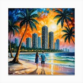 Couple On The Beach Canvas Print