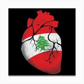 Lebanon Heart Flag Canvas Print