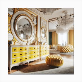Gold And White Living Room 1 Canvas Print