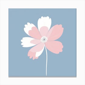 A White And Pink Flower In Minimalist Style Square Composition 57 Canvas Print