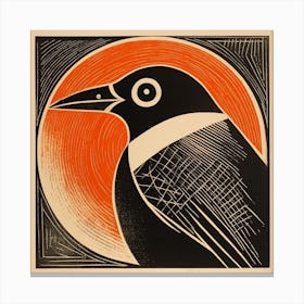 Retro Bird Lithograph Penguin 1 Canvas Print