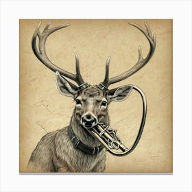 Deer With Trumpet Canvas Print