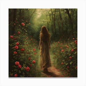 A Path Of Roses Canvas Print