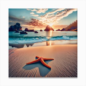 Beach Scene A Starfish In The Foreground Vanish (4) Canvas Print