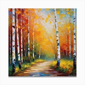Birch Trees In Autumn 8 Canvas Print