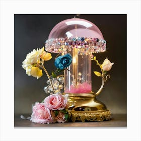 Cloche De Verre Lampe Rose (1) Canvas Print