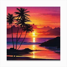 Sunset At The Beach 131 Canvas Print