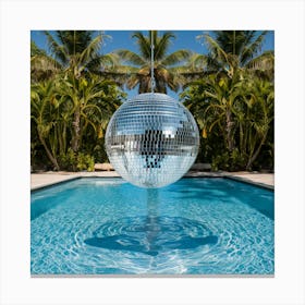 Disco Ball In A Pool, Summer Vibes (1) Canvas Print