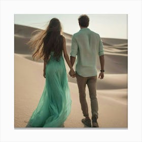 Couple Walking In The Desert Canvas Print