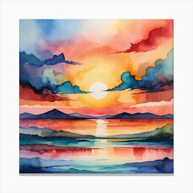 Sunset Watercolor Painting Canvas Print