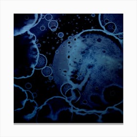 Alcohol Ink Black And Blue Cosmos Canvas Print