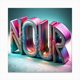 3d Text Nour With Metallic And Glittery Textures Canvas Print