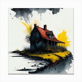 Colored House Ink Painting (15) Canvas Print