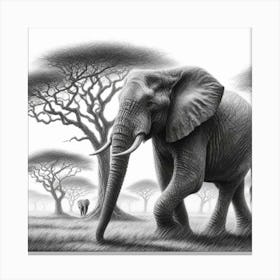 Elephant In charcoal drawing Canvas Print