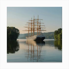 Sailboat On A Lake Canvas Print