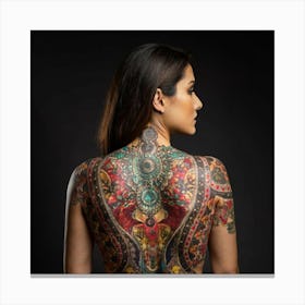 Back View Of A Woman With Tattoos 1 Canvas Print