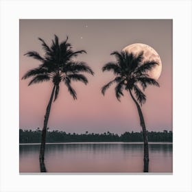 Moonlight Over Palm Canvas Print