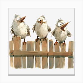 Birds On A Fence 4 Canvas Print
