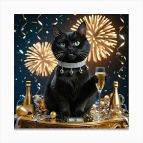 Leonardo Phoenix 10 A Regal Black Cat With Piercing Green Eyes 2 Canvas Print