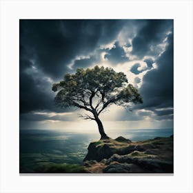 Lone Tree, Lone , Tree On The Cliff, A Lone Tree Standing Strong art print2 Canvas Print