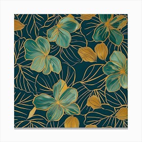 Seamless Pattern With Gold Leaves Canvas Print