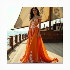 Orange Wedding Dress 2 Canvas Print