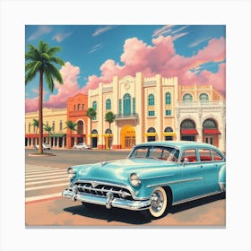 Classic Car In Miami 1 Canvas Print