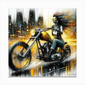 Golden Neon Biker Canvas Print