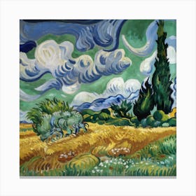 A Wheatfield With Cypresses, Vincent van Gogh 8 Canvas Print