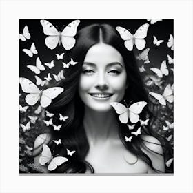 Beautiful Woman With Butterflies 3 Canvas Print