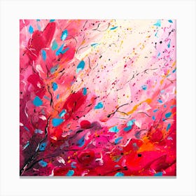 Blooming at Sunset Abstract Pink Red Painting Canvas Print