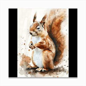 Squirrel Watercolor Painting Canvas Print