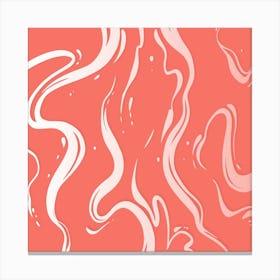 Living Coral Liquid Marble Canvas Print