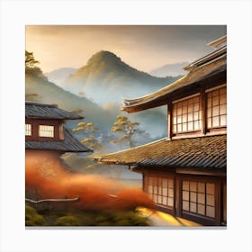 Firefly Rustic Rooftop Japanese Vintage Village Landscape 2369 Canvas Print