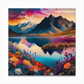 Sunset Over Lake Canvas Print