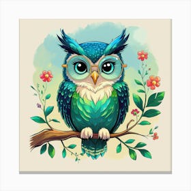 A Vibrant Cartoon Owl Wall Art Decoration Canvas Print